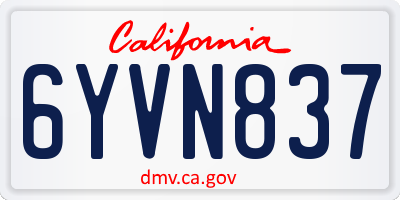 CA license plate 6YVN837