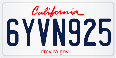 CA license plate 6YVN925