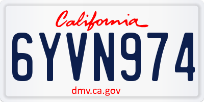 CA license plate 6YVN974