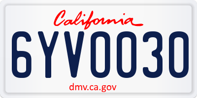 CA license plate 6YVO030