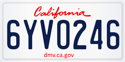 CA license plate 6YVO246