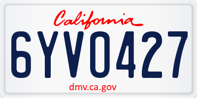 CA license plate 6YVO427