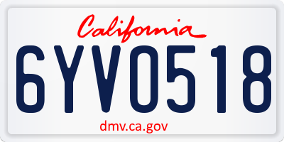 CA license plate 6YVO518