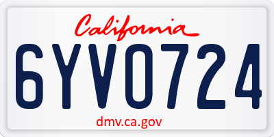 CA license plate 6YVO724