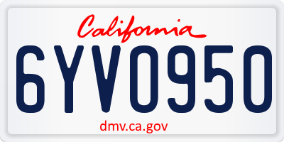 CA license plate 6YVO950