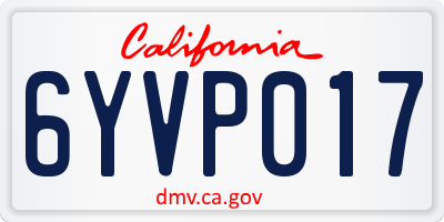 CA license plate 6YVP017