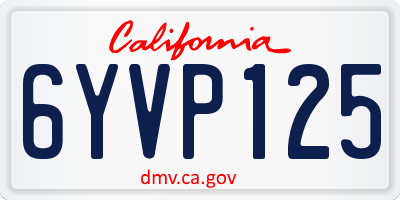 CA license plate 6YVP125