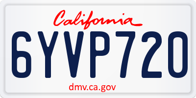 CA license plate 6YVP720