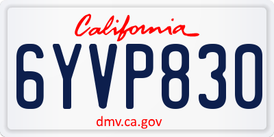 CA license plate 6YVP830