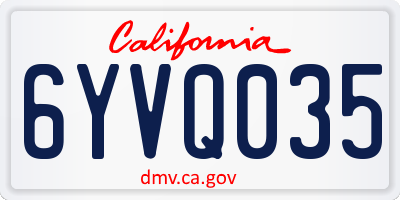 CA license plate 6YVQ035