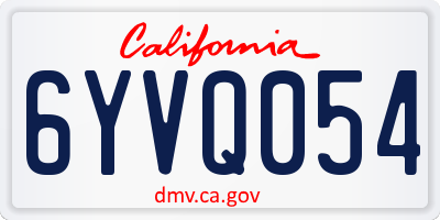 CA license plate 6YVQ054