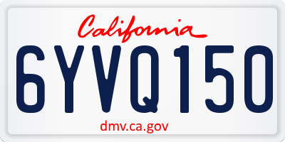 CA license plate 6YVQ150
