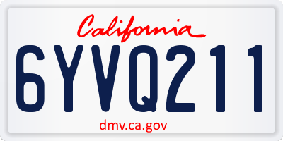 CA license plate 6YVQ211