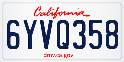 CA license plate 6YVQ358