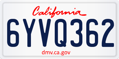 CA license plate 6YVQ362