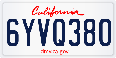 CA license plate 6YVQ380