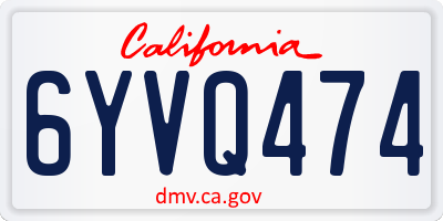 CA license plate 6YVQ474