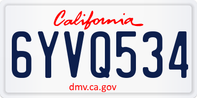 CA license plate 6YVQ534