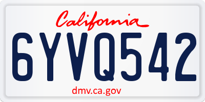CA license plate 6YVQ542