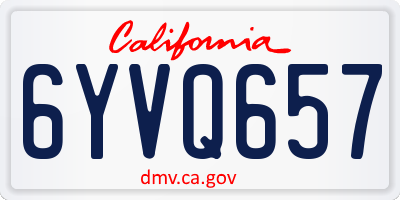 CA license plate 6YVQ657