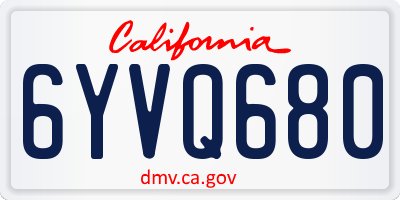CA license plate 6YVQ680
