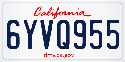 CA license plate 6YVQ955