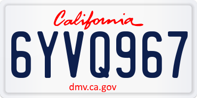 CA license plate 6YVQ967