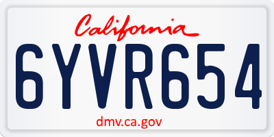 CA license plate 6YVR654