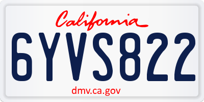 CA license plate 6YVS822