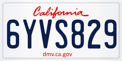 CA license plate 6YVS829