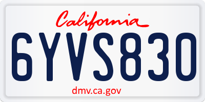 CA license plate 6YVS830