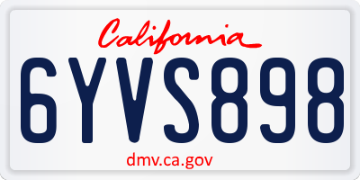 CA license plate 6YVS898