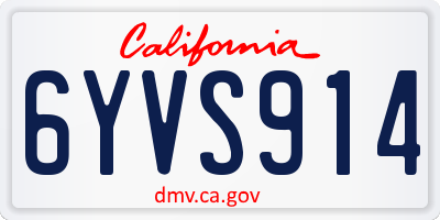 CA license plate 6YVS914