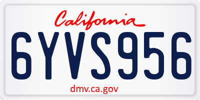 CA license plate 6YVS956