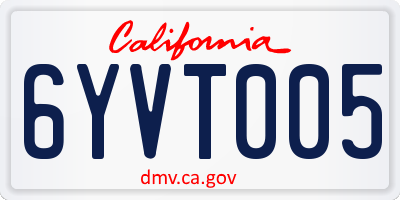CA license plate 6YVT005