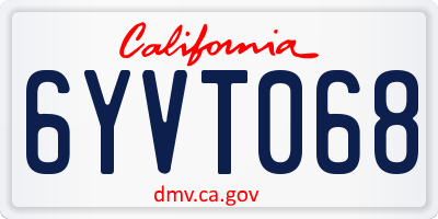 CA license plate 6YVT068