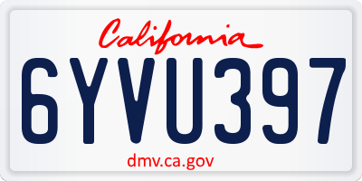 CA license plate 6YVU397