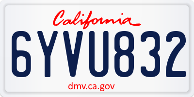 CA license plate 6YVU832