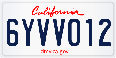 CA license plate 6YVV012