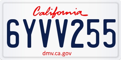 CA license plate 6YVV255