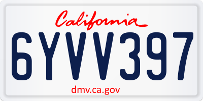 CA license plate 6YVV397