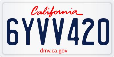 CA license plate 6YVV420