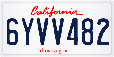 CA license plate 6YVV482