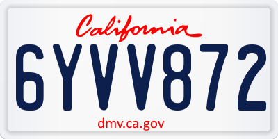 CA license plate 6YVV872