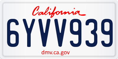 CA license plate 6YVV939