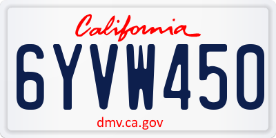 CA license plate 6YVW450