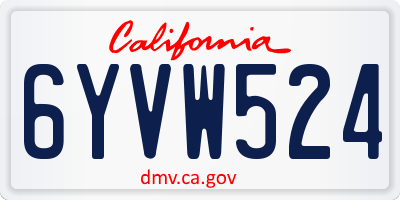 CA license plate 6YVW524