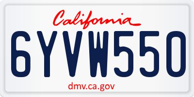 CA license plate 6YVW550