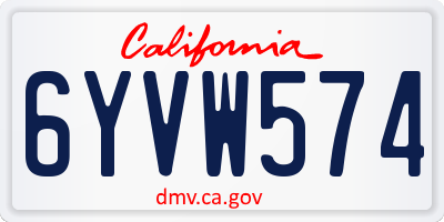 CA license plate 6YVW574
