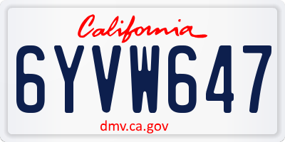 CA license plate 6YVW647